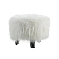 Jannel White Faux Fur Stool