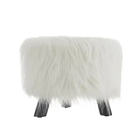 Jannel White Faux Fur Stool