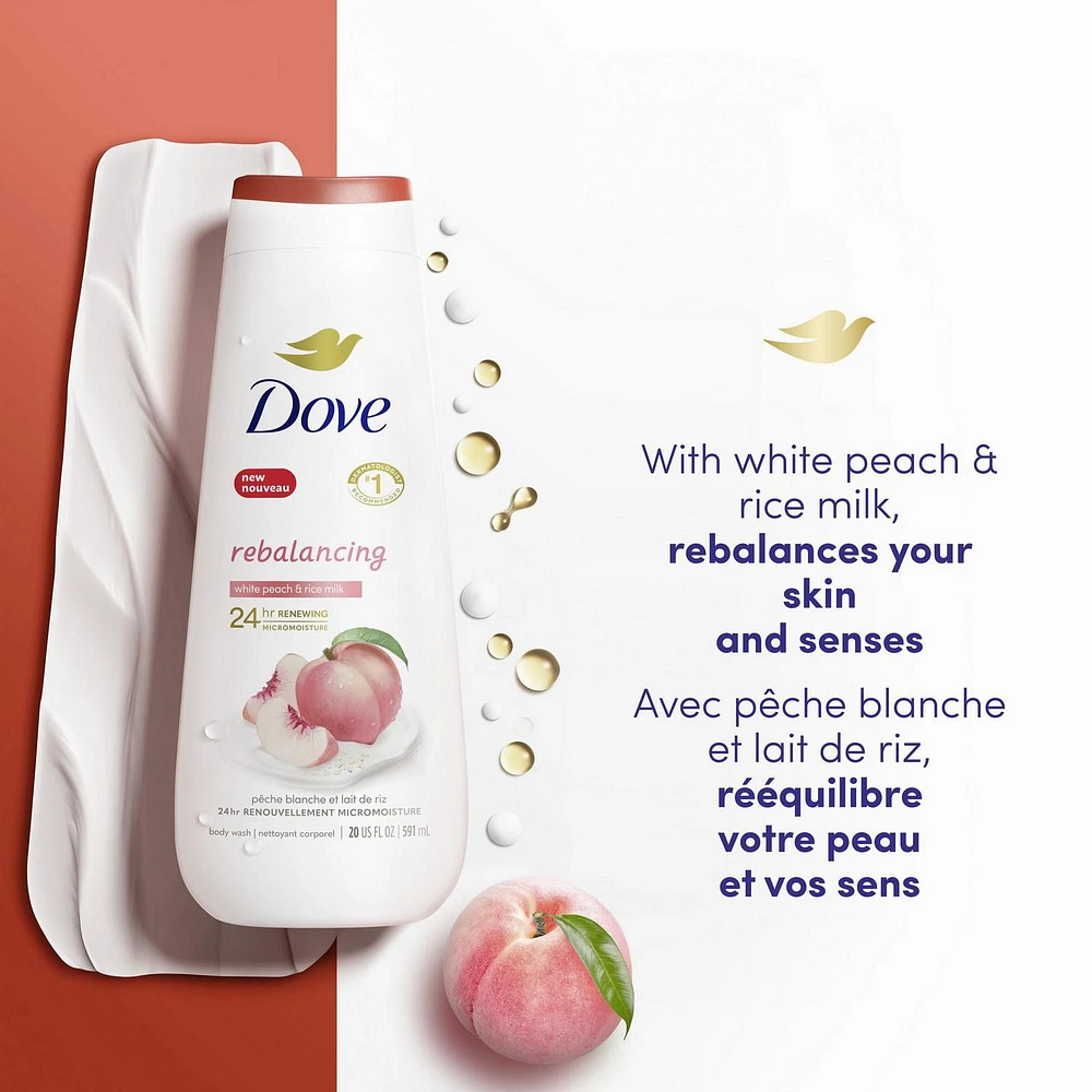 Dove Rebalancing White Peach & Rice Milk Body Wash 591ml, 591ml