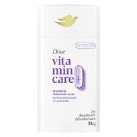 Dove Vitamin Care+ Lavender & Chamomile Scent Aluminum-Free Deodorant Stick, 72h Breathable Odour Protection, 74g