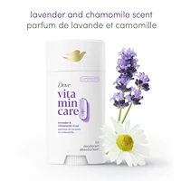 Dove Vitamin Care+ Lavender & Chamomile Scent Aluminum-Free Deodorant Stick, 72h Breathable Odour Protection, 74g