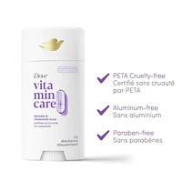 Dove Vitamin Care+ Lavender & Chamomile Scent Aluminum-Free Deodorant Stick, 72h Breathable Odour Protection, 74g