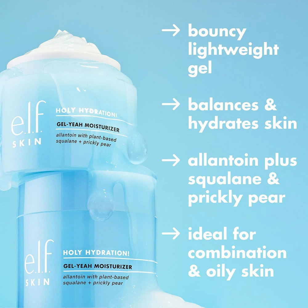 e.l.f. Cosmetics Holy Hydration! Gel-Yeah Moisturizer, Infused with allantoin plus squalane, 50 g