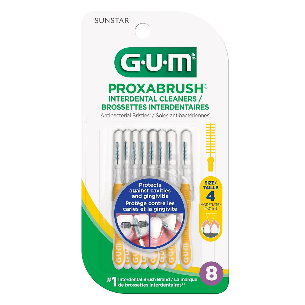 GUM® PROXABRUSH® Interdental Cleaning Brushes, Moderate, Remove up to 25% more plaque**