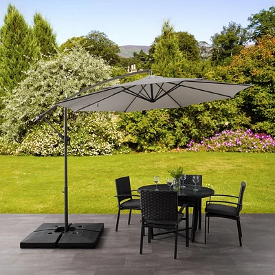 CorLiving Parasol de terrasse inclinable et décalé de 9,5 pieds, parasol suspendu d'extérieur avec manivelle, parasol de terrasse en porte-à-faux, pour cour, terrasse, jardin, parasol de terrasse extérieur