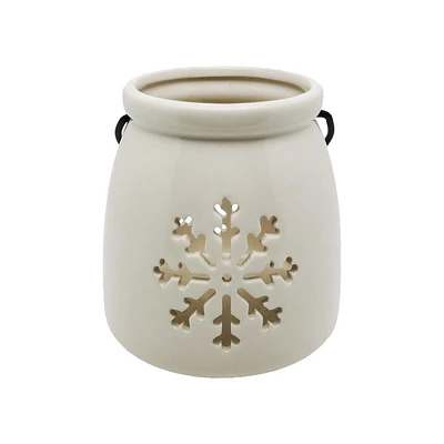 Holiday Time ceramic snowflake Lantern, 5.1 inch x 5.1 inch x 5.1 inch, Festive