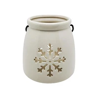 Holiday Time ceramic snowflake Lantern, 5.1 inch x 5.1 inch x 5.1 inch, Festive