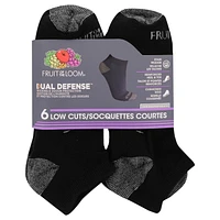Fruit of the Loom Men's Dual Defense Low Cut Socks 6 Pairs, Men's Low Cut Socks 6 Pairs