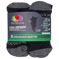 Fruit of the Loom Men's Dual Defense Ankle Socks 6 Pairs, Men's Ankle Socks 6 Pairs