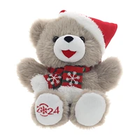 Holiday Time 9” Snowflake Teddy Brown and Red Boy, 9” Snowflake Teddy BR & RD Boy