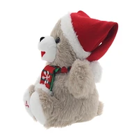 Holiday Time 9” Snowflake Teddy Brown and Red Boy, 9” Snowflake Teddy BR & RD Boy