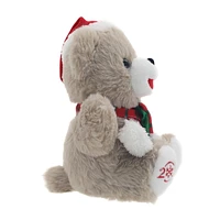 Holiday Time 9” Snowflake Teddy Brown and Red Boy, 9” Snowflake Teddy BR & RD Boy