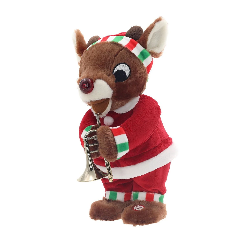  13” Rudolph The Red Nosed Reindeer Animated Rudolph With Trumpet Plush Toy, 13” Animated Rudolph With Trumpet