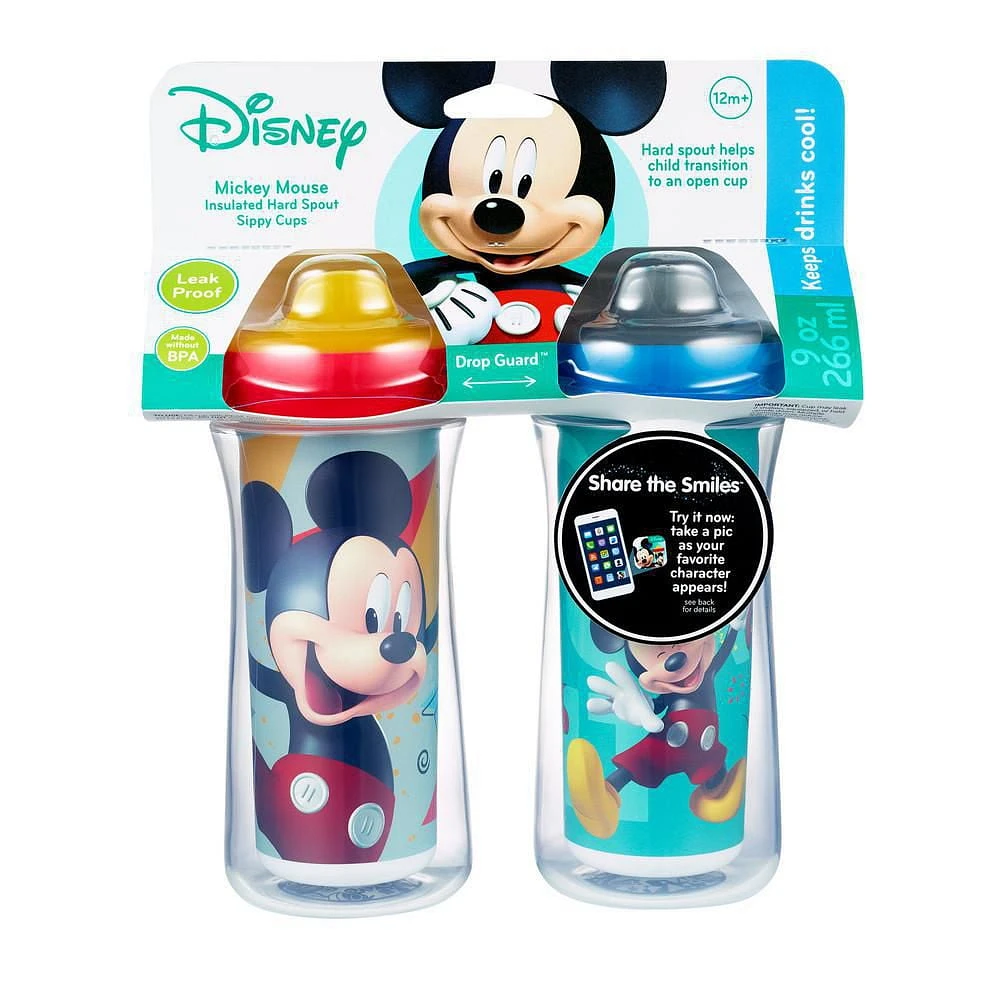 Tasses à bec dur isothermes de Disney Mickey Mouse, paquet de 2, 266 ml