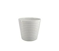 5IN RIBBED POT-WHT, Flower pot