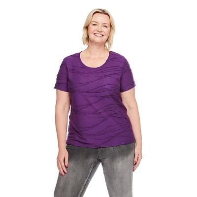 Iyla Plus Women's Short Sleeve Ripple Tee, Sizes 1X-4X