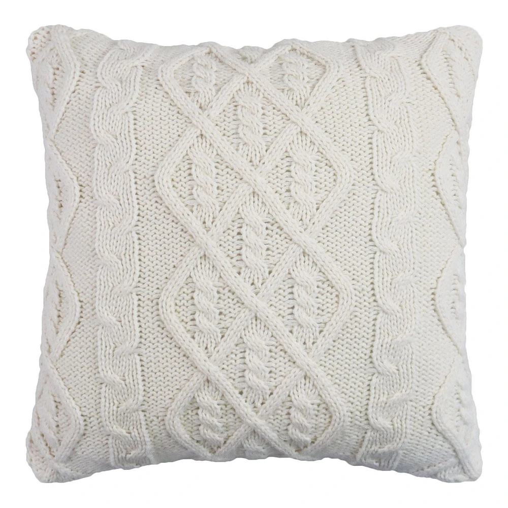 FRAÎCHE Holiday Cable Knit Cushion, 18x18-in, 18 in. x 18 in.