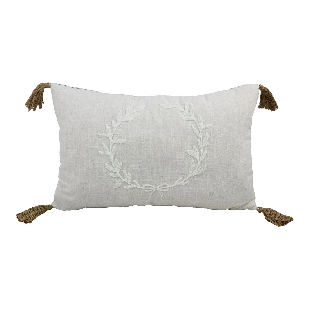 FRAÎCHE Holiday Wreath Cushion, 20x13-in, 20 in. x 13 in.