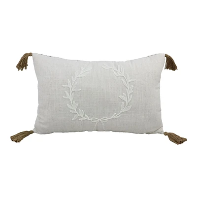 FRAÎCHE Holiday Wreath Cushion, 20x13-in, 20 in. x 13 in.