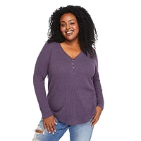 George Plus Women's Waffle Knit Henley