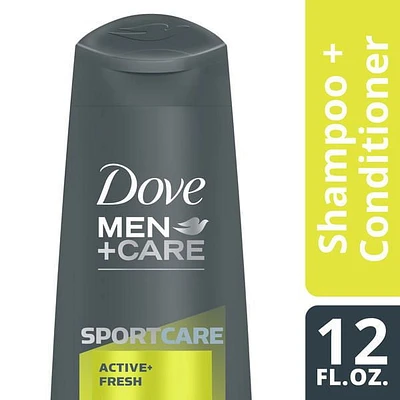 Dove Men Care Active+Fresh 2 in 1 Shampoo and Conditioner, 355ml Shampoo + Conditioner