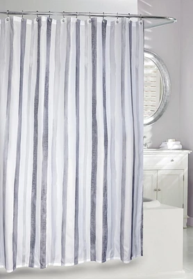 MODA AT HOME WATERCOLOUR STRIPE FABRIC SHOWER CURTAIN - GREY