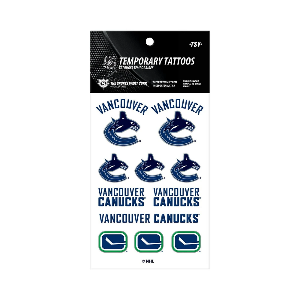 The Sports Vault Vancouver Canucks Tattoo Sheet, 10 Tattoos