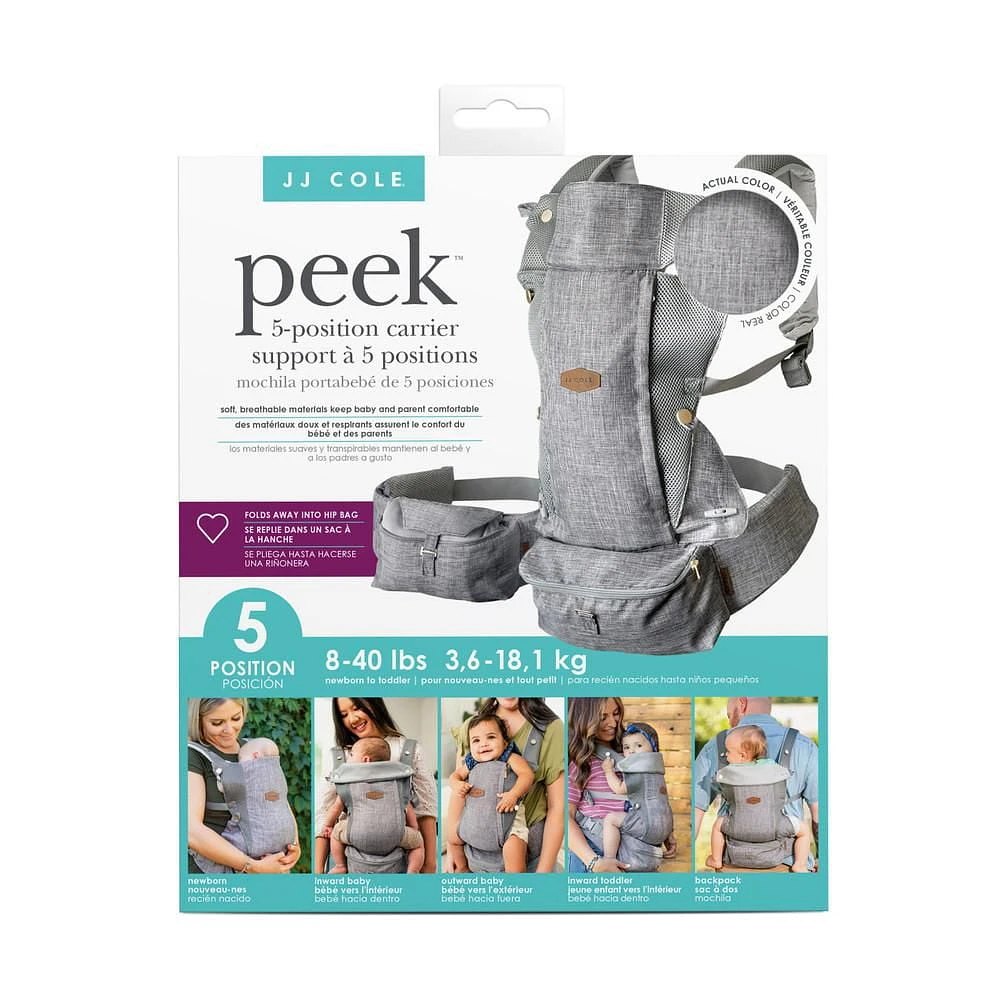 JJ Cole Peek 5 position Carrier Heather Grey, 5 Position Carrier