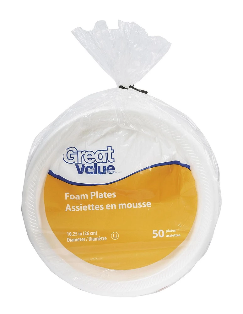 Assiettes en Mousse Great Value de 10,25 po