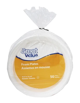 Assiettes en Mousse Great Value de 10,25 po