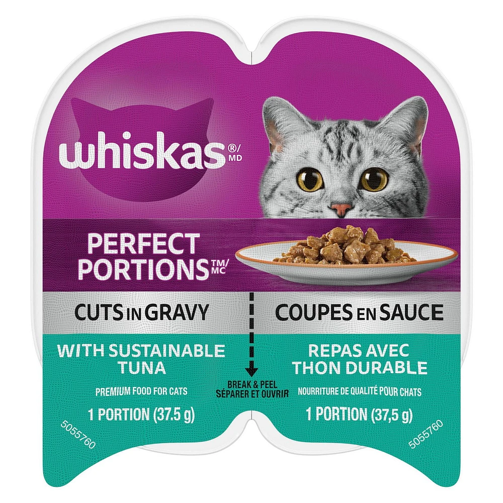 Whiskas Perfect Portions Tuna Entrée Cuts in Gravy Wet Cat Food, 75g