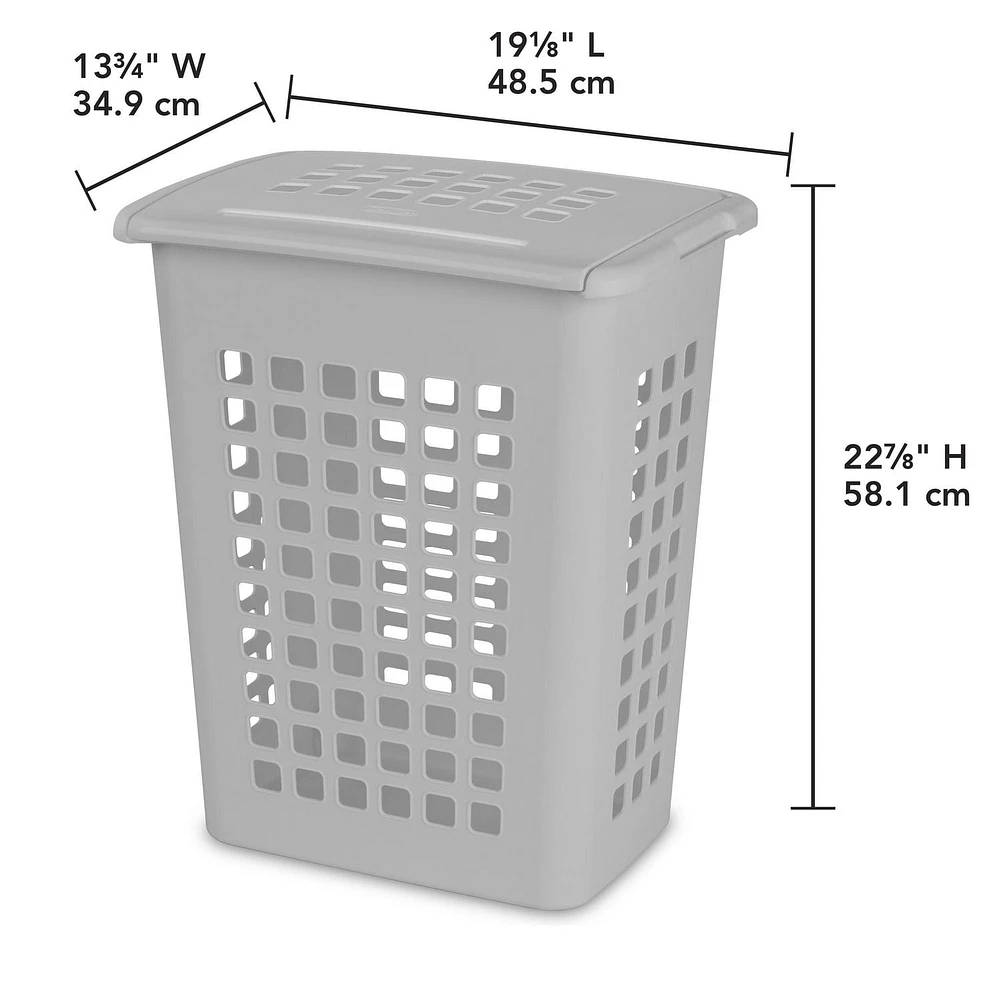 Sterilite 61L Rectangular LiftTop Laundry Hamper- Grey, 61 L