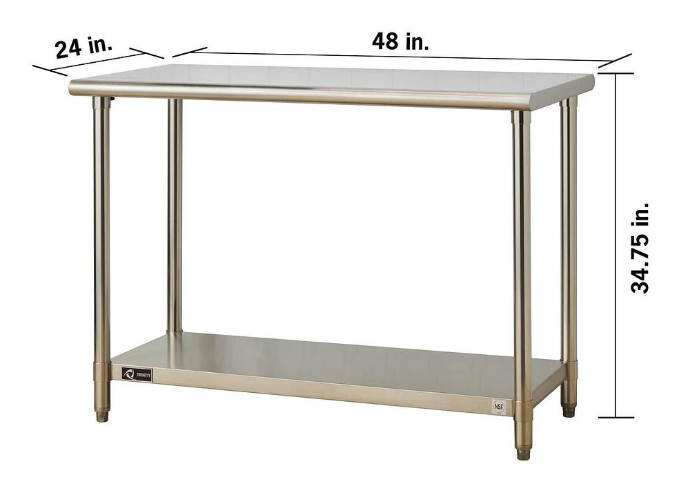 TRINITY EcoStorage Stainless Steel Table | 48” x 24” x 35” | NSF