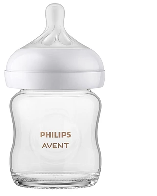 Biberon en verre naturel Philips Avent avec tétine à réponse naturelle, 4 oz, 1 paquet, SCY910 / 01 Biberon en verre