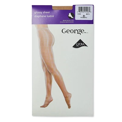 Bas-culotte diaphane lustré George pour femmes Tailles A-C