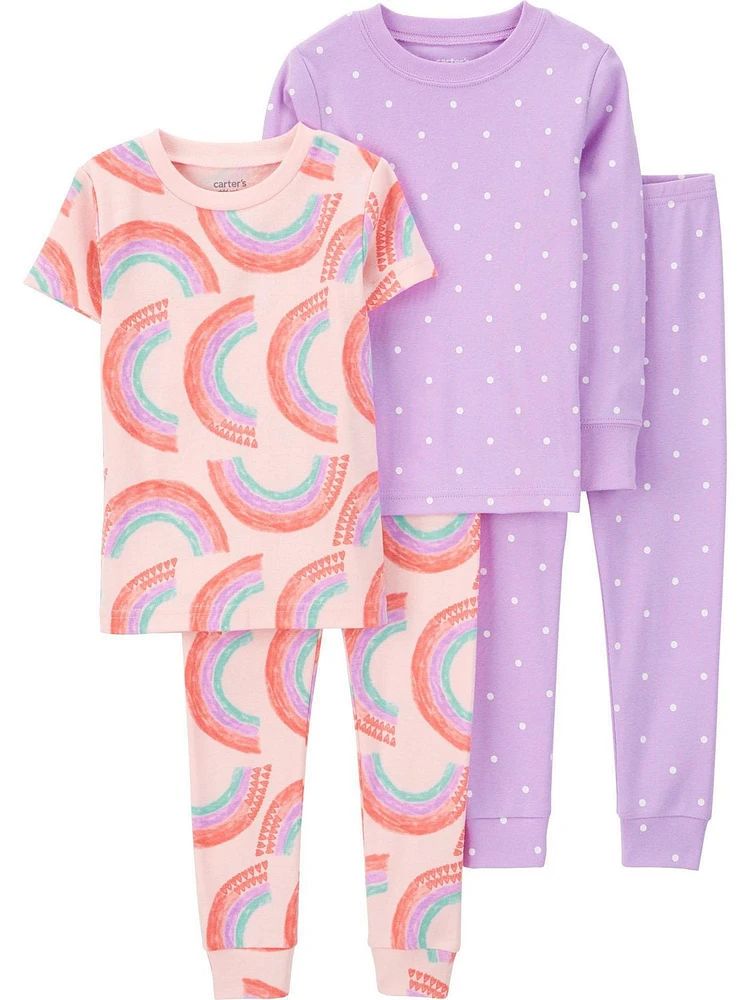 Carter's Child of Mine Toddler Girl 4 Piece PJ - Rainbow Dot