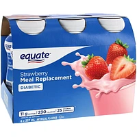 Equate Diabetic Strawberry Meal Replacement, 6 x 237 mL