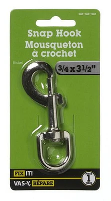 3/4"x3-1/2" Snap Hook 1 Piece, Snap Hooks can be used as a temporary closure to connect links and chains in situations where there is no severe stress.