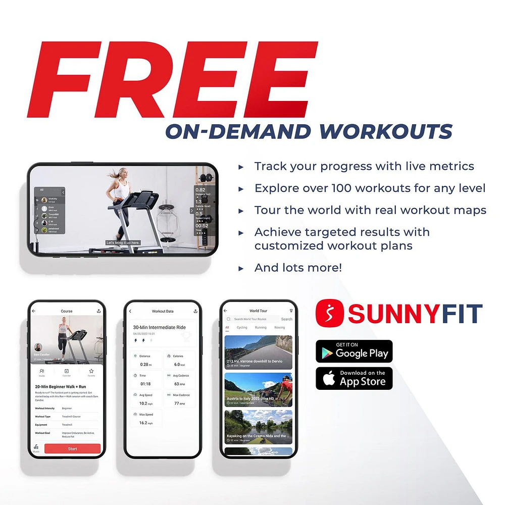 Sunny Health & Fitness Dual Walking Running Treadmill with Advanced Brushless Tech & Exclusive SunnyFit® App Enhanced Bluetooth Connectivity