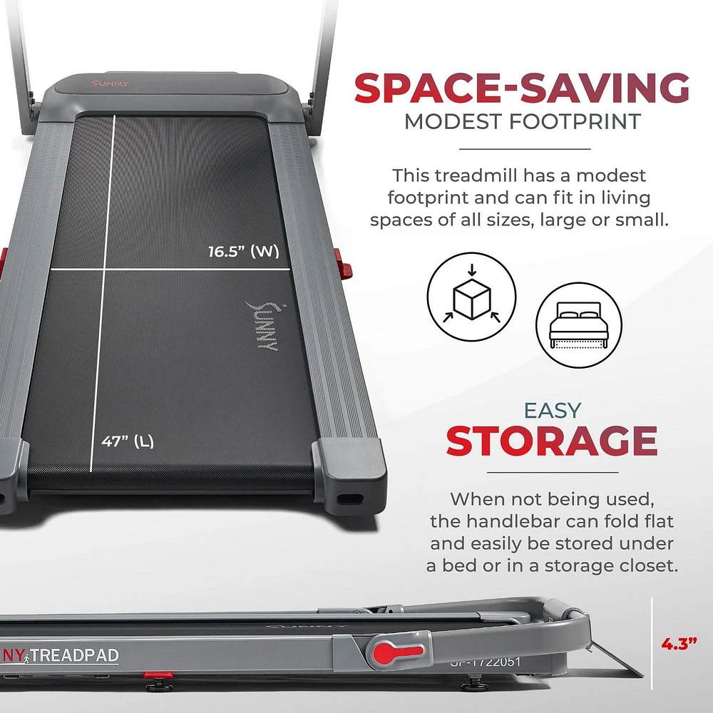 Sunny Health & Fitness Dual Walking Running Treadmill with Advanced Brushless Tech & Exclusive SunnyFit® App Enhanced Bluetooth Connectivity