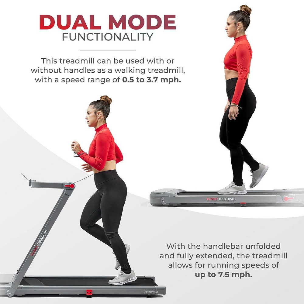 Sunny Health & Fitness Dual Walking Running Treadmill with Advanced Brushless Tech & Exclusive SunnyFit® App Enhanced Bluetooth Connectivity