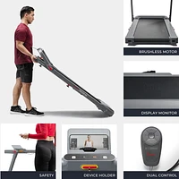 Sunny Health & Fitness Dual Walking Running Treadmill with Advanced Brushless Tech & Exclusive SunnyFit® App Enhanced Bluetooth Connectivity