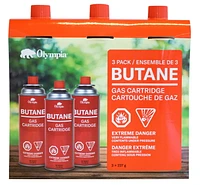 Olympia Butane. 3 Pack. 227G. Gas Cartridge for PortaStove or Portable Heater, Olympia 3PK Butane