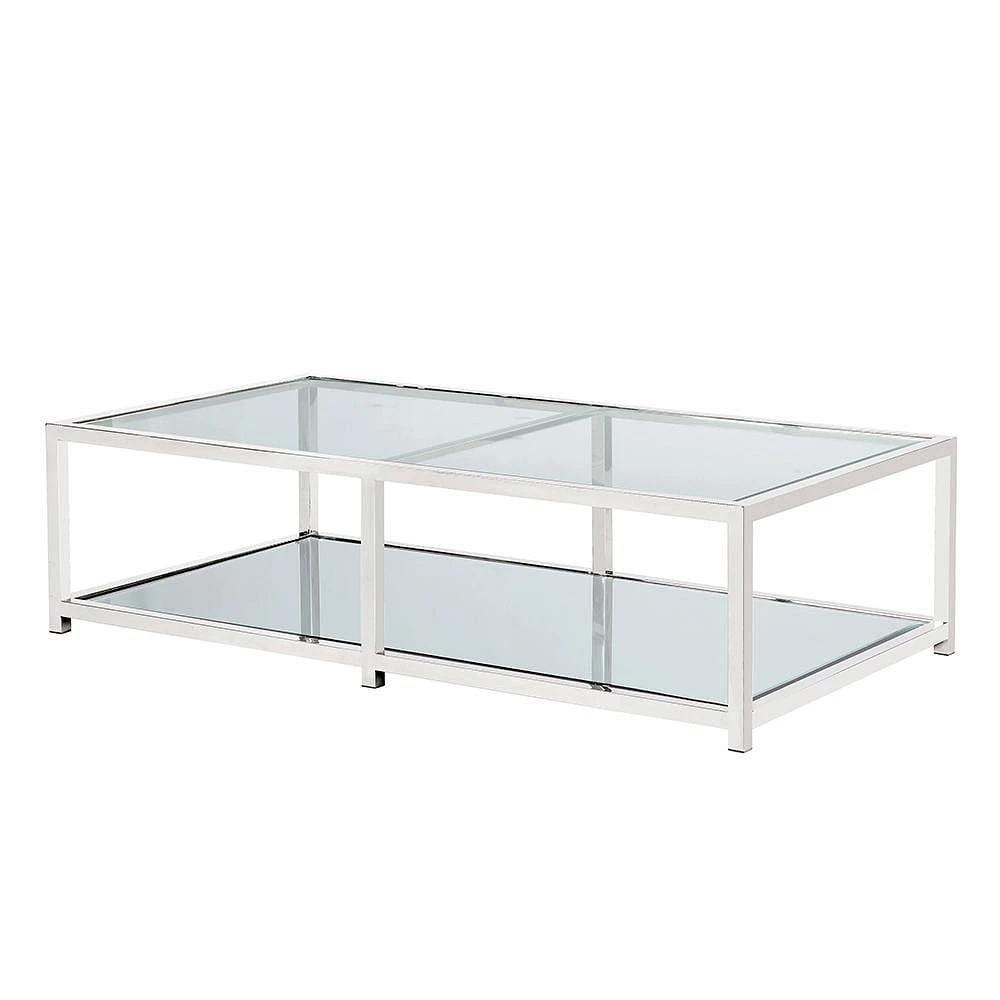 Home Gear Coffee table Silver Square Base Mirror shelf