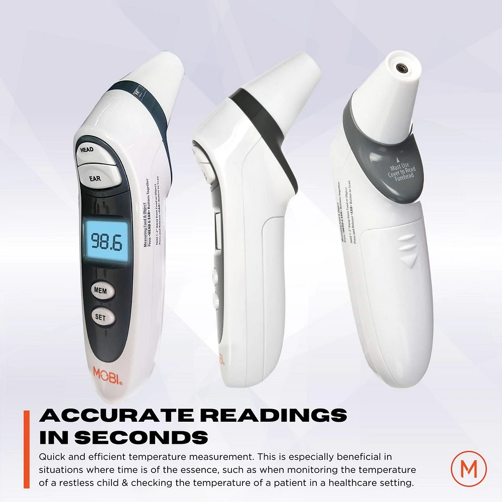 MOBI DualScan Prime Ear & Forehead Thermometer, Dual temperature reading!