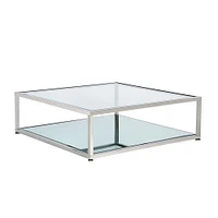 Home Gear Coffee table Silver Rectangular Base Mirror shelf