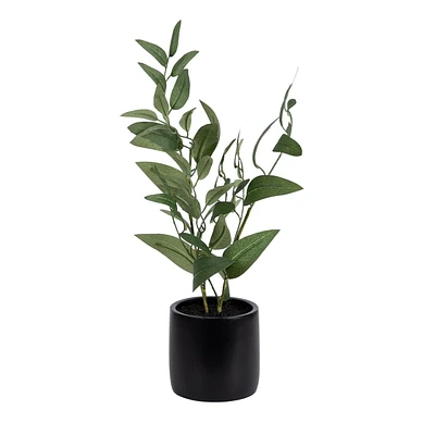 hometrends Zarina Faux Olive Tree Plant in Black Pot, 18"H x 4.5"Dia.