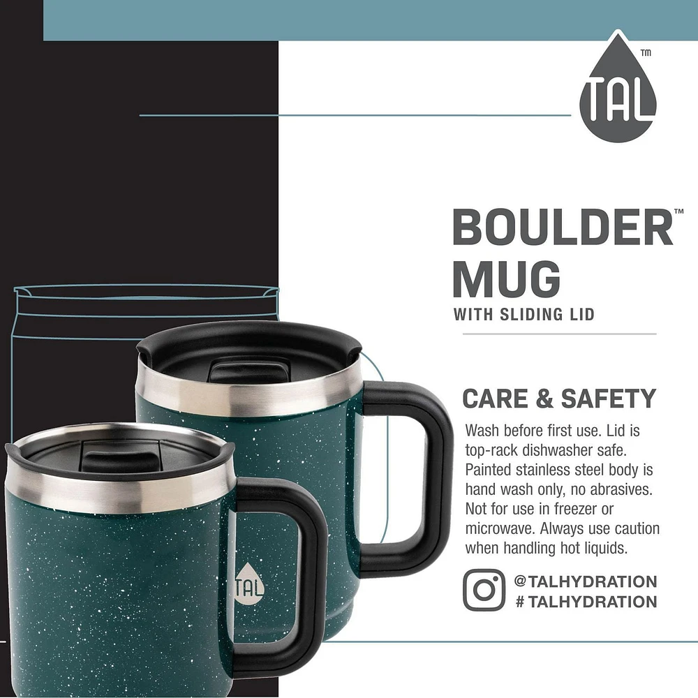 TAL Stainless Steel Boulder Coffee Mug 14 fl oz, Black