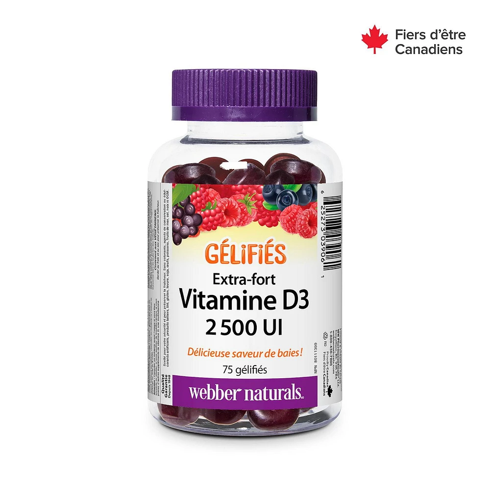 Webber Naturals® Vitamine D3  2 500 IU Extra-fort 75 gélifiés