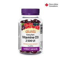 Webber Naturals® Vitamine D3  2 500 IU Extra-fort 75 gélifiés